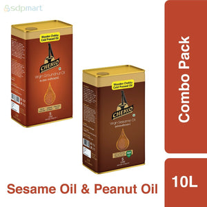 10 Litre Combo Pack - Chekko Cold Pressed Virgin Sesame Oil 5L & Groundnut Oil 5L